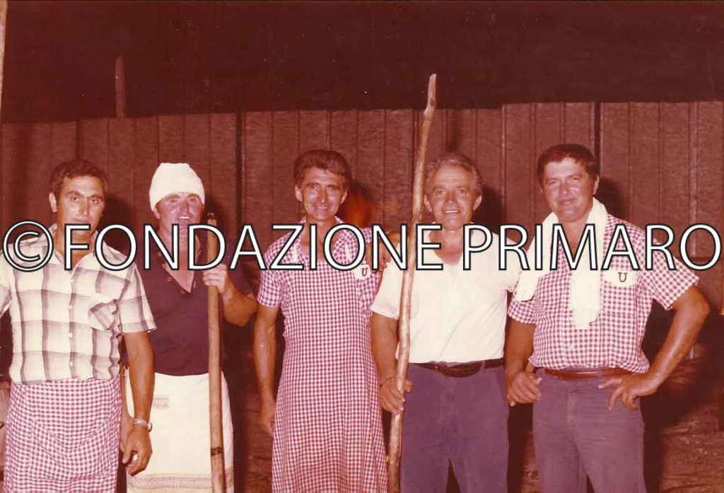 Da sinistra Mario Quattrini, Arialdo Tesei, Silvano Coatti, Primo Coatti e Gustavo Zotti